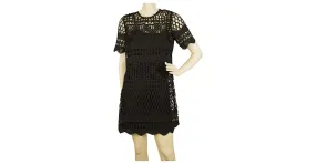 Autre Marque Kendall + Kylie Vestido Negro Perforado De Manga Corta Mini Sz S 