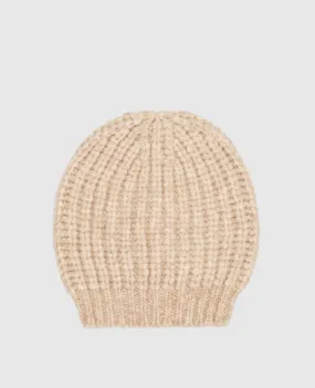Peserico Beige cap in a textured pattern