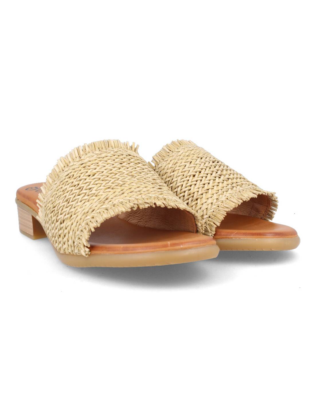 STUDIO SCARPE  MULE TACóN TRENZADO NATURAL